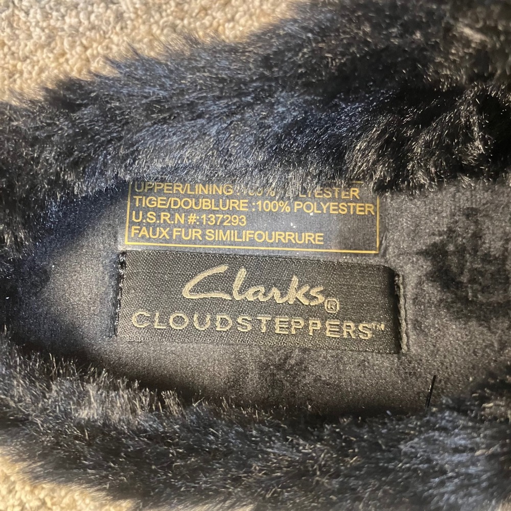 Clarks Cloudsteppers Breeze Myth Black Faux Fur Mules Womens 6 M 261841864035 - Picture 11 of 12